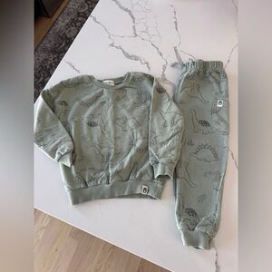 Kids Dinosaur Print Matching Set - Green